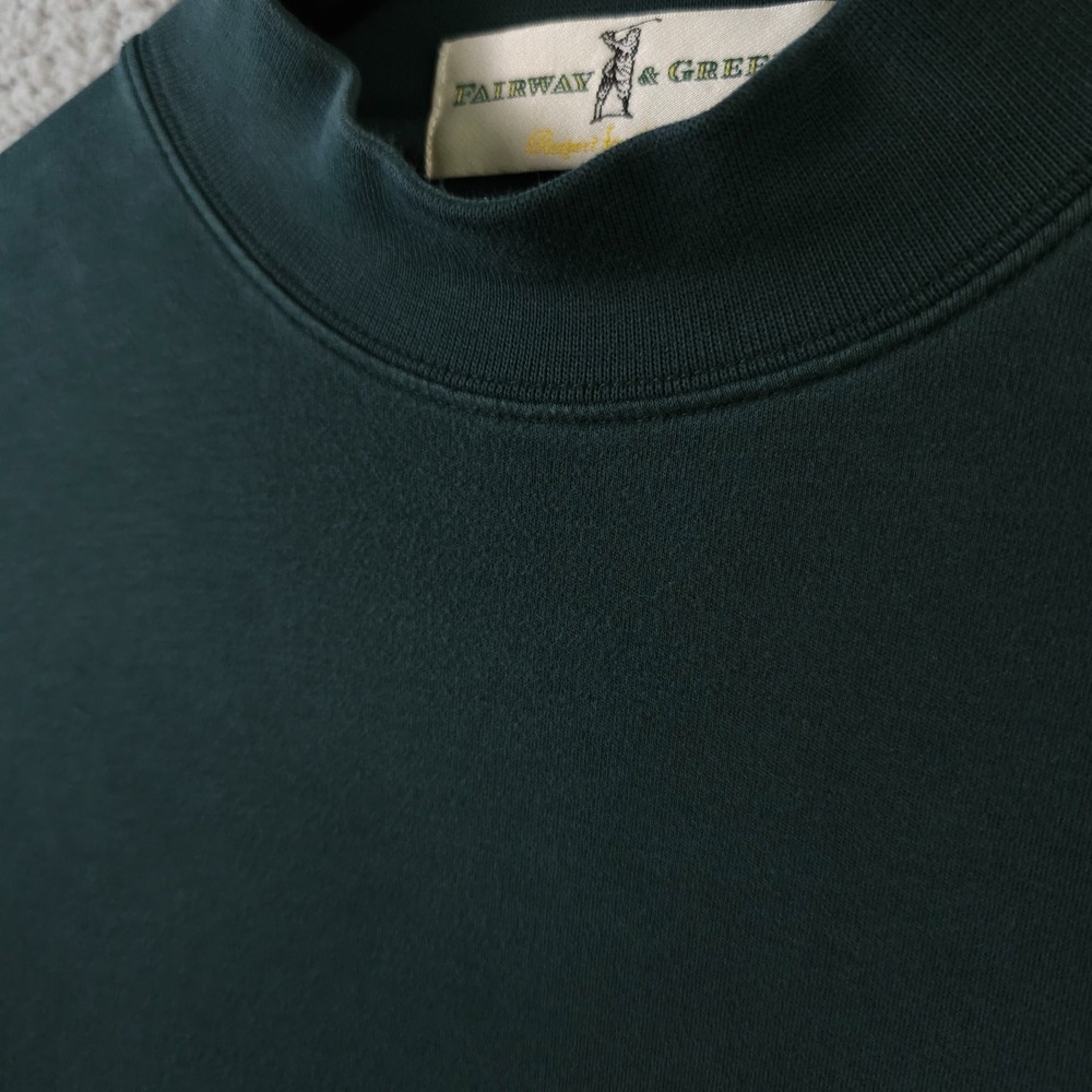 Fairway & Greene Shirt Mens Large Green Long Sleeve Mock Neck Aspetuck Valley CC - Picture 10 of 12